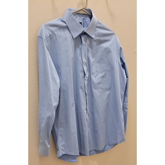 Ike Behar Other - Ike Behar Shirt Mens L 16. 34 Blue 100% Cotton Button Up Long Slee E